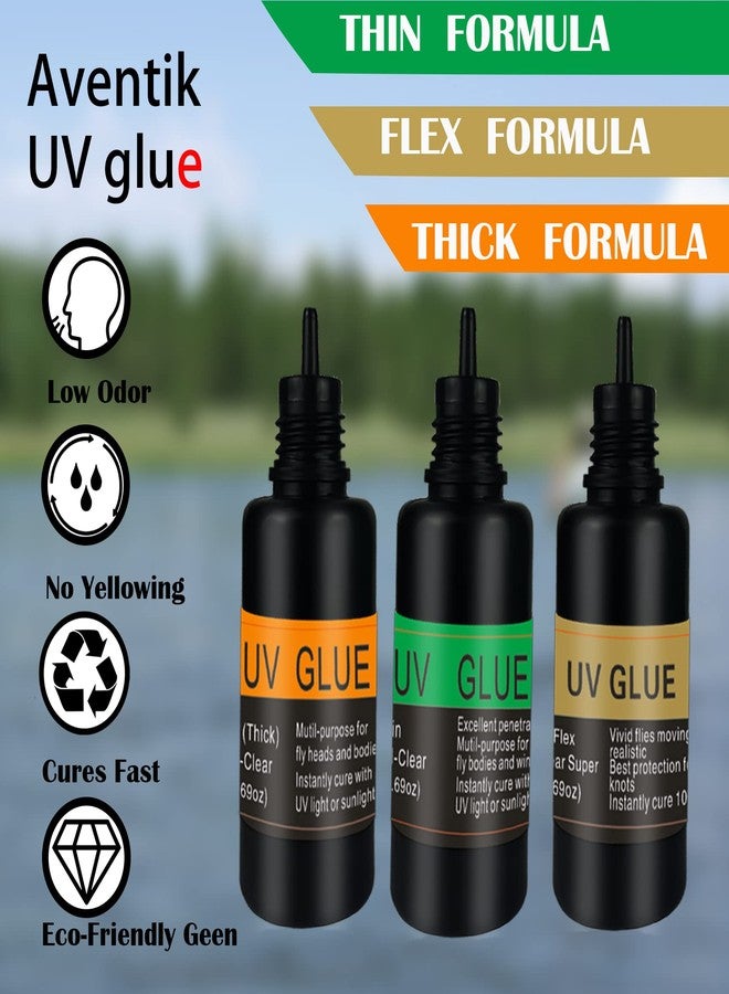 EUPHENG Fly Tying UV Resin Three Formula Thick,Thin and Super Flex Fly Tying Head Cement Fly Tying Glue for Building Flies Heads Bodies and Wings and Gluing Eyes - Image 3